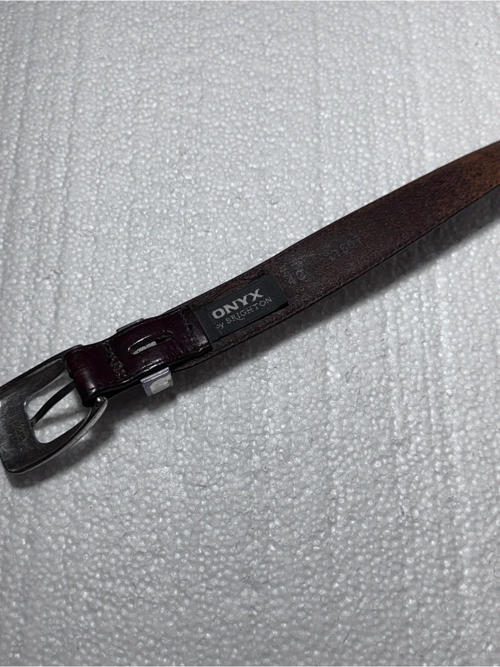 Brighton Onyx 42” Men's Dark Brown Leather Dress Belt with Polished Buckle